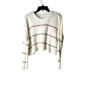 Moon & Madison Women's Striped Ribbed Knit Cropped Sweater Size S